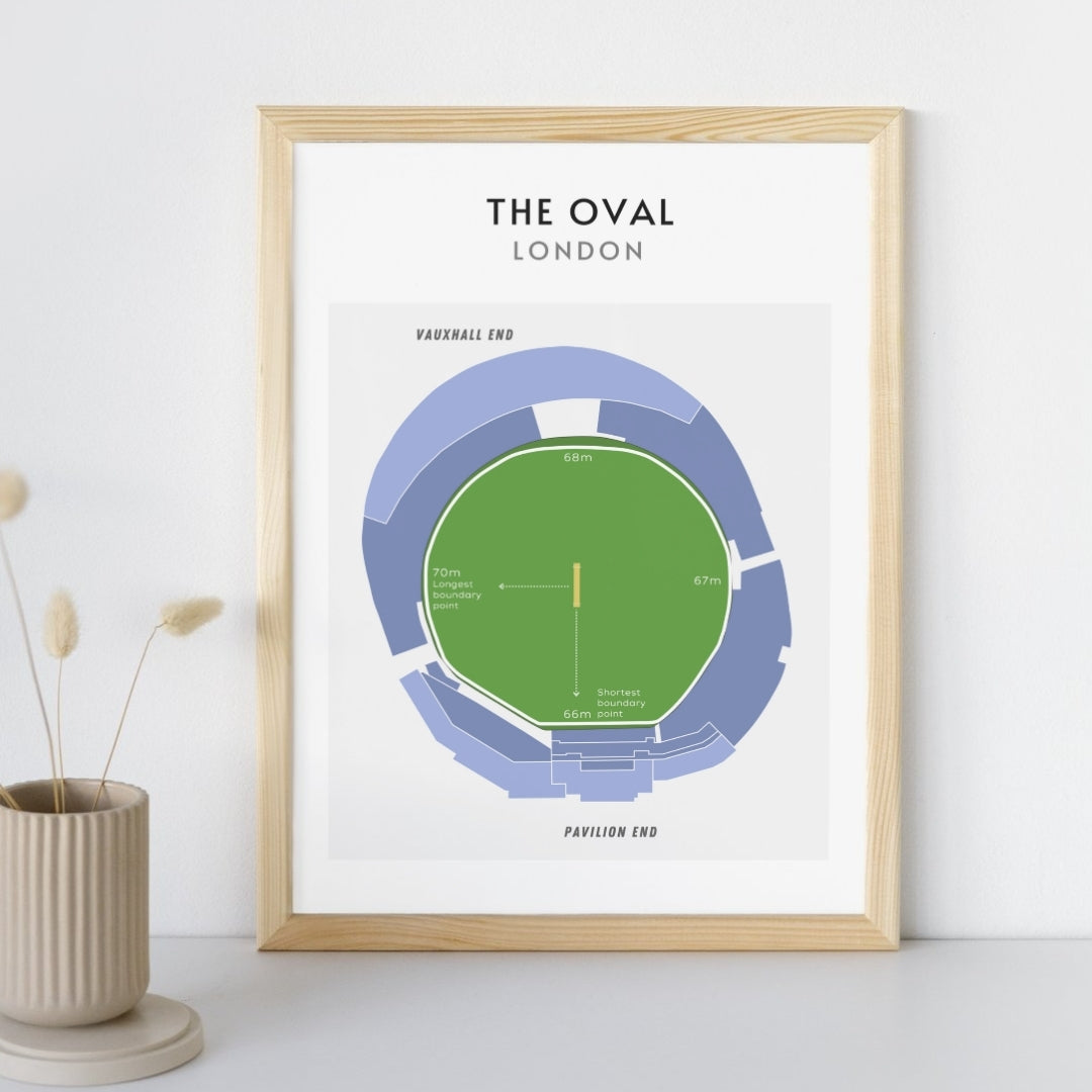 Modern The Oval Cricket Ground Technical Layout Wall Print