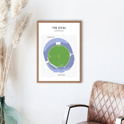 Modern The Oval Cricket Ground Technical Layout Wall Print