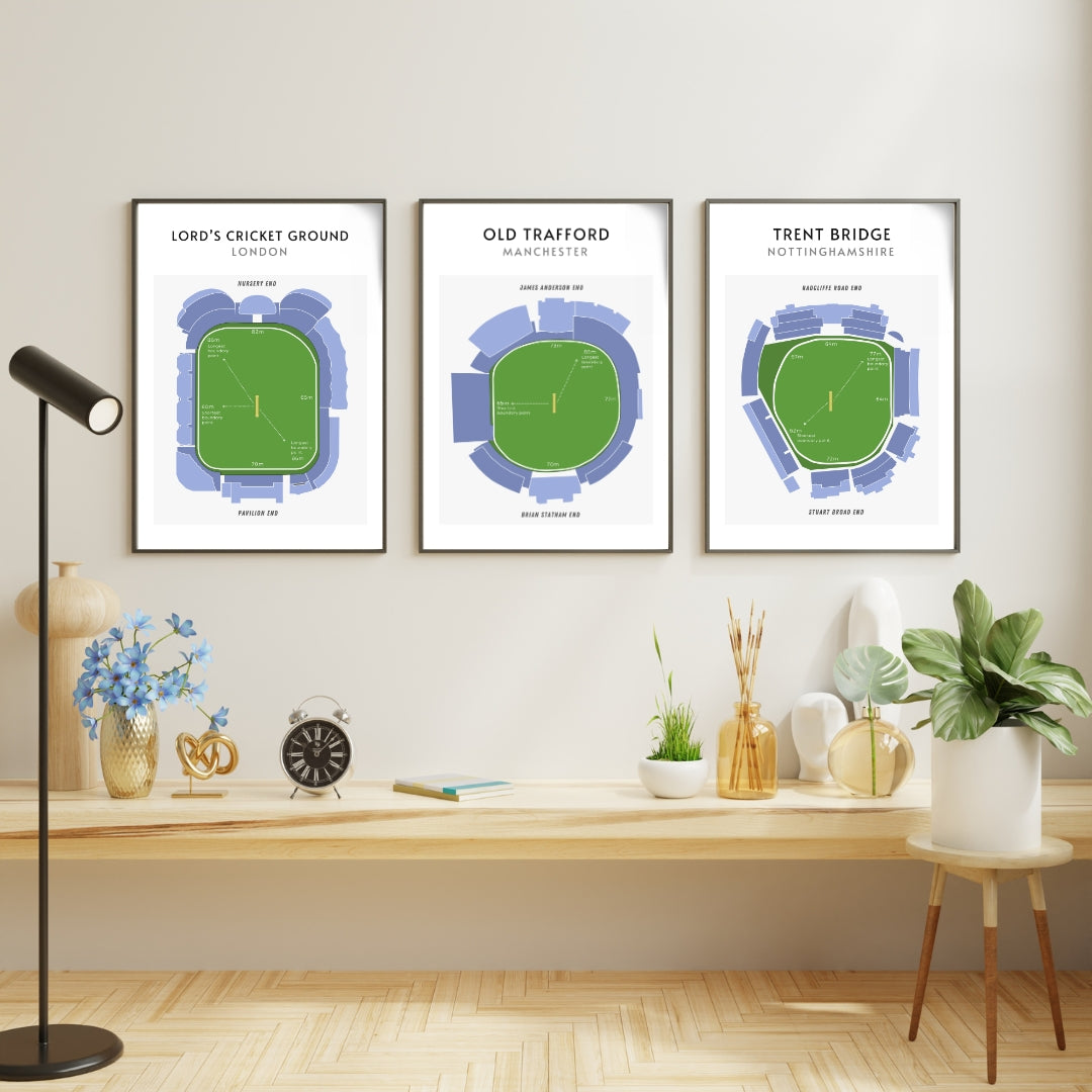 Modern The Oval Cricket Ground Technical Layout Wall Print