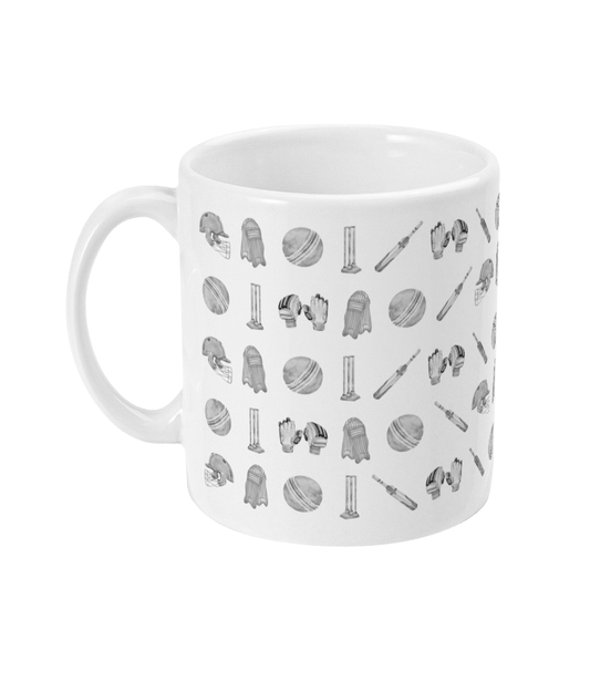 Watercolour Style Black and White Cricket Mug