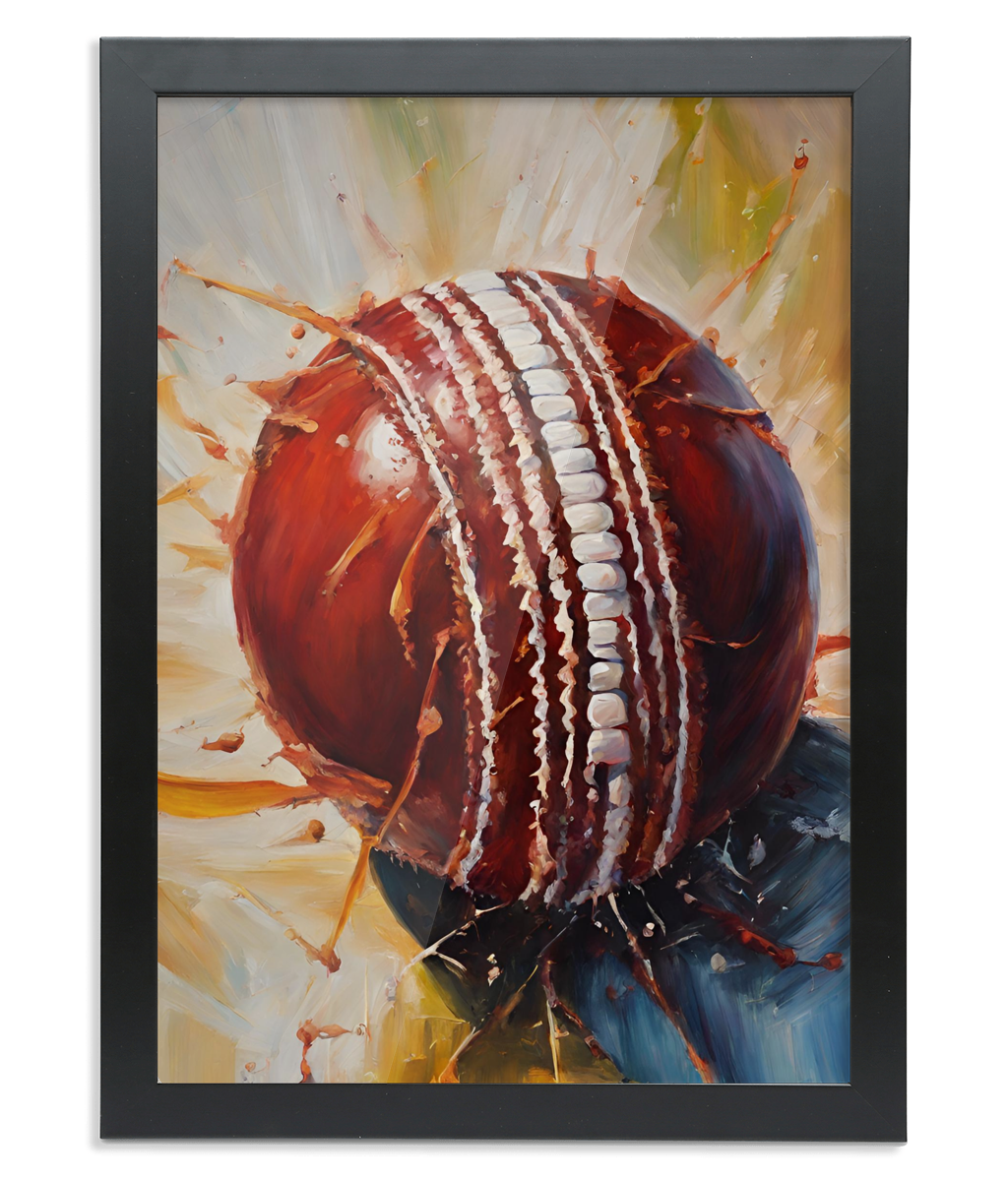 Cricket Ball Oil Style Art Print