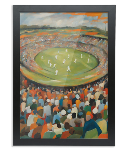 Abstract Cricket Stadium Oil Style Art Print