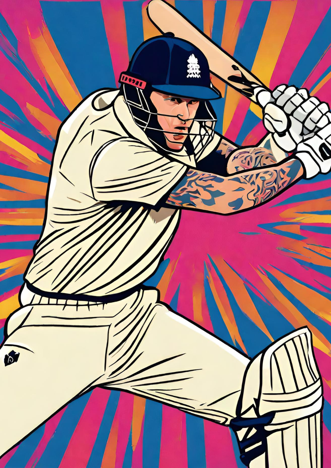 Ben Stokes Batting | Pop Art Poster